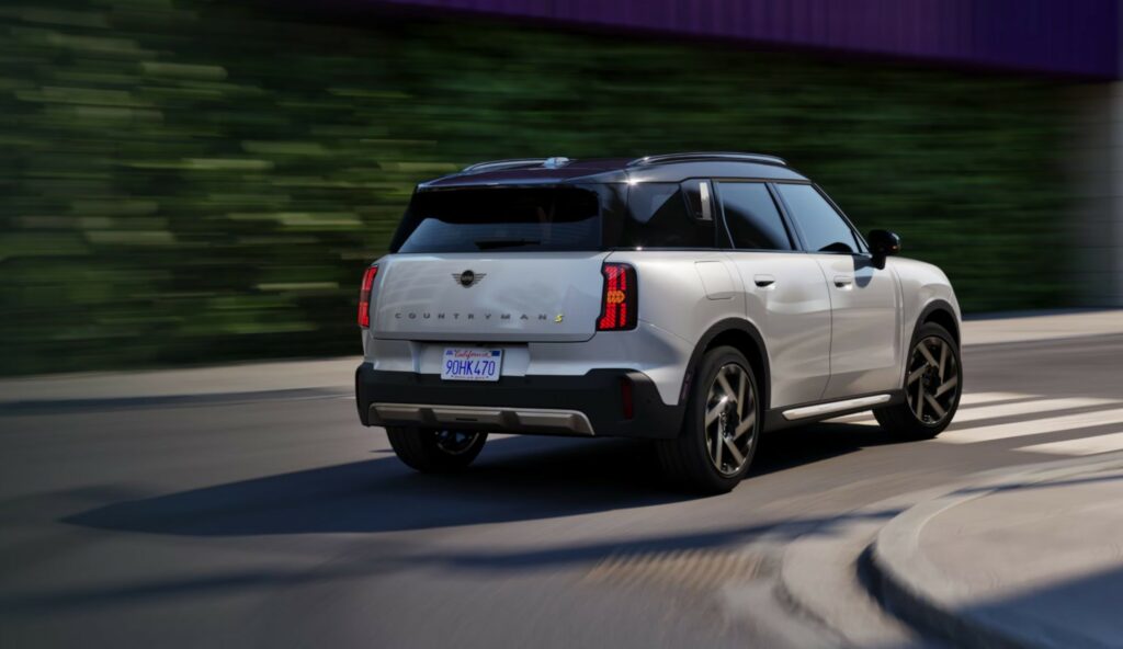 Stylish SUV navigating urban street corner
